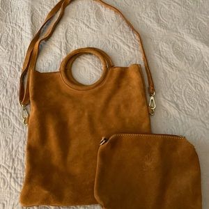 Suede leather purse. Two purses in one. Made in Italy. Brand is on small purse.